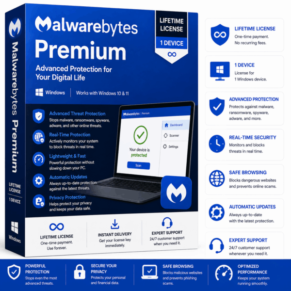 Malwarebytes Premium Lifetime License – 1 Device