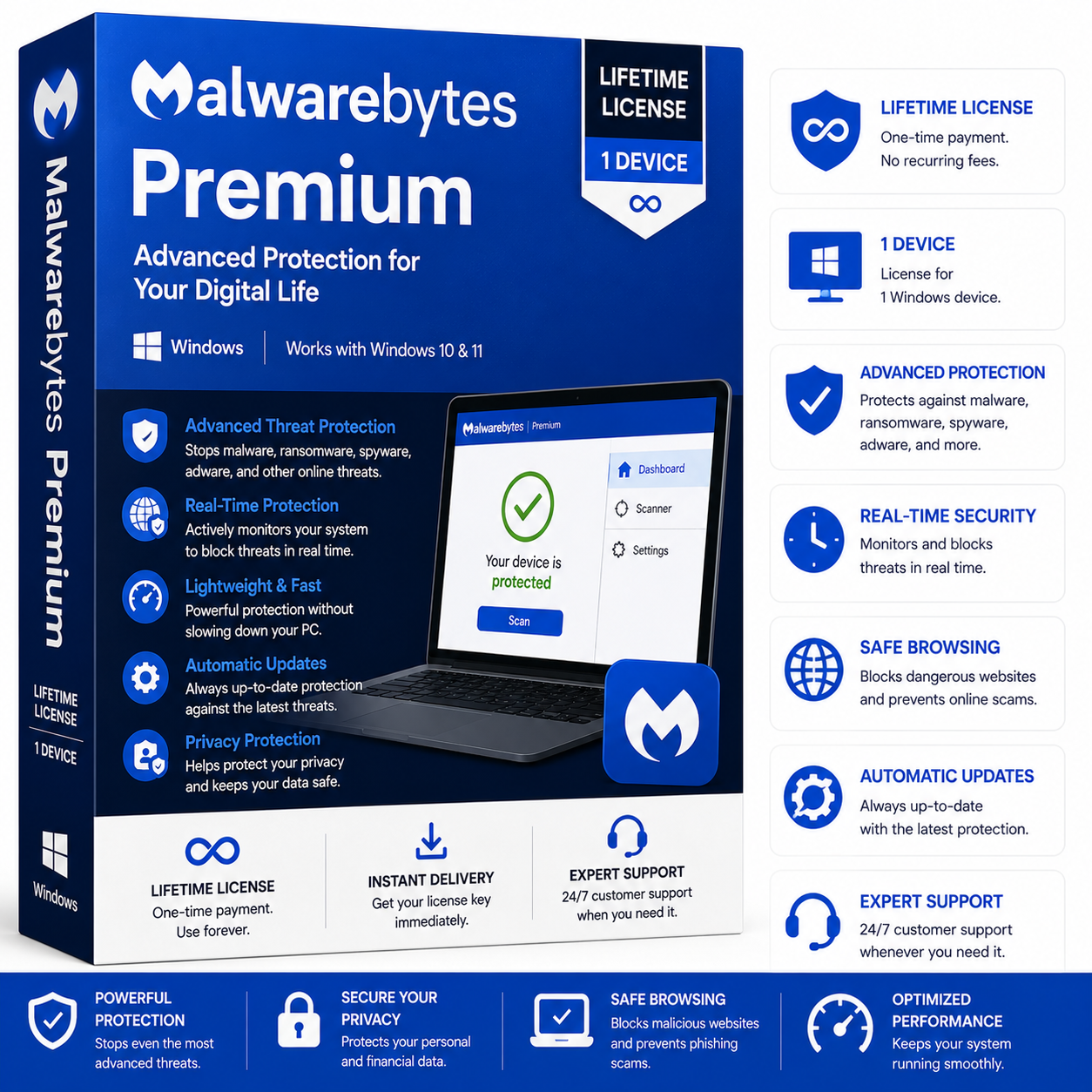 Malwarebytes Premium Lifetime License – 1 Device
