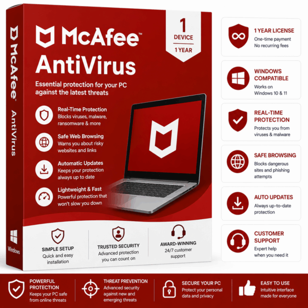 McAfee AntiVirus 1 Year